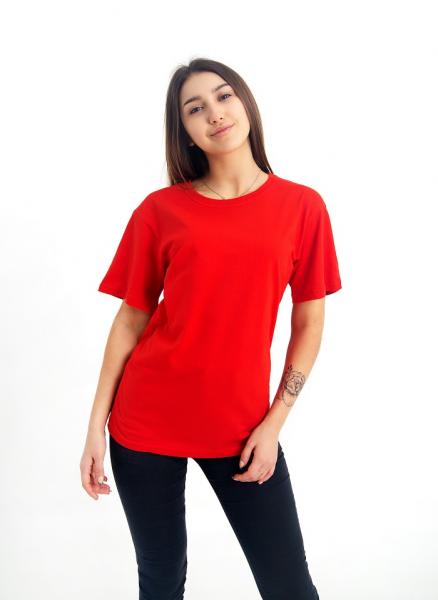 Женская футболка красная для спорта и повседневной носки , хлопок 100% плотность 160 г на кв м 