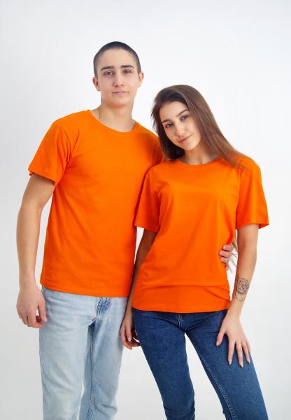 Женская футболка оранжевая для спорта и повседневной носки , хлопок 100% плотность 160 г на кв м 