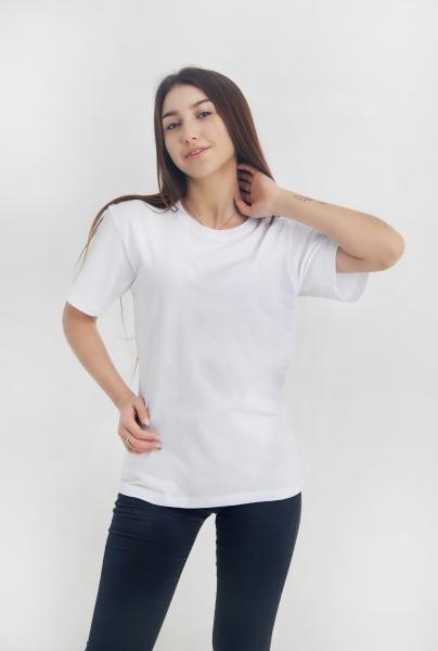 Женская футболка белая для спорта и повседневной носки , хлопок 100% плотность 160 г на кв м  