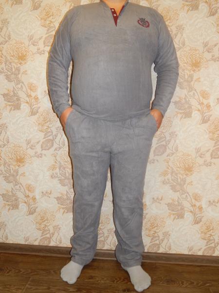 Мягкая  мужская пижама с карманами турецкая  флиссовая М-XXL , качественная серая мужская домашняя пижама
